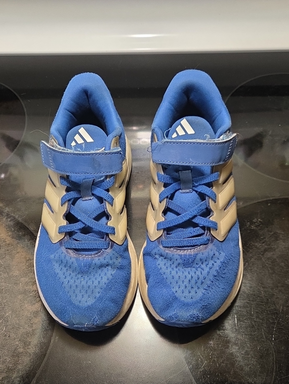 adidas Kids Blue & Cream Athletic Sneakers with Hook-and-Loop Strap